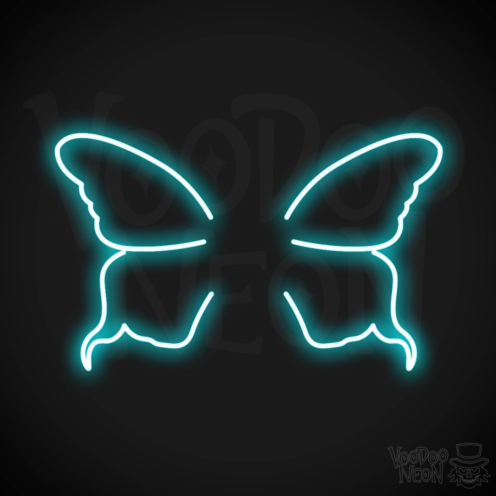 Butterfly Wings Neon Sign - Neon Butterfly Wings Sign - LED Art Work - Color Ice Blue