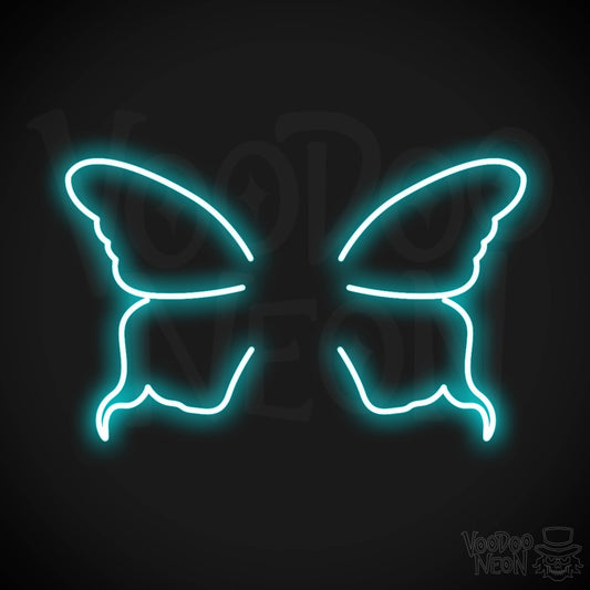 Butterfly Wings Neon Sign - Neon Butterfly Wings Sign - LED Art Work - Color Ice Blue