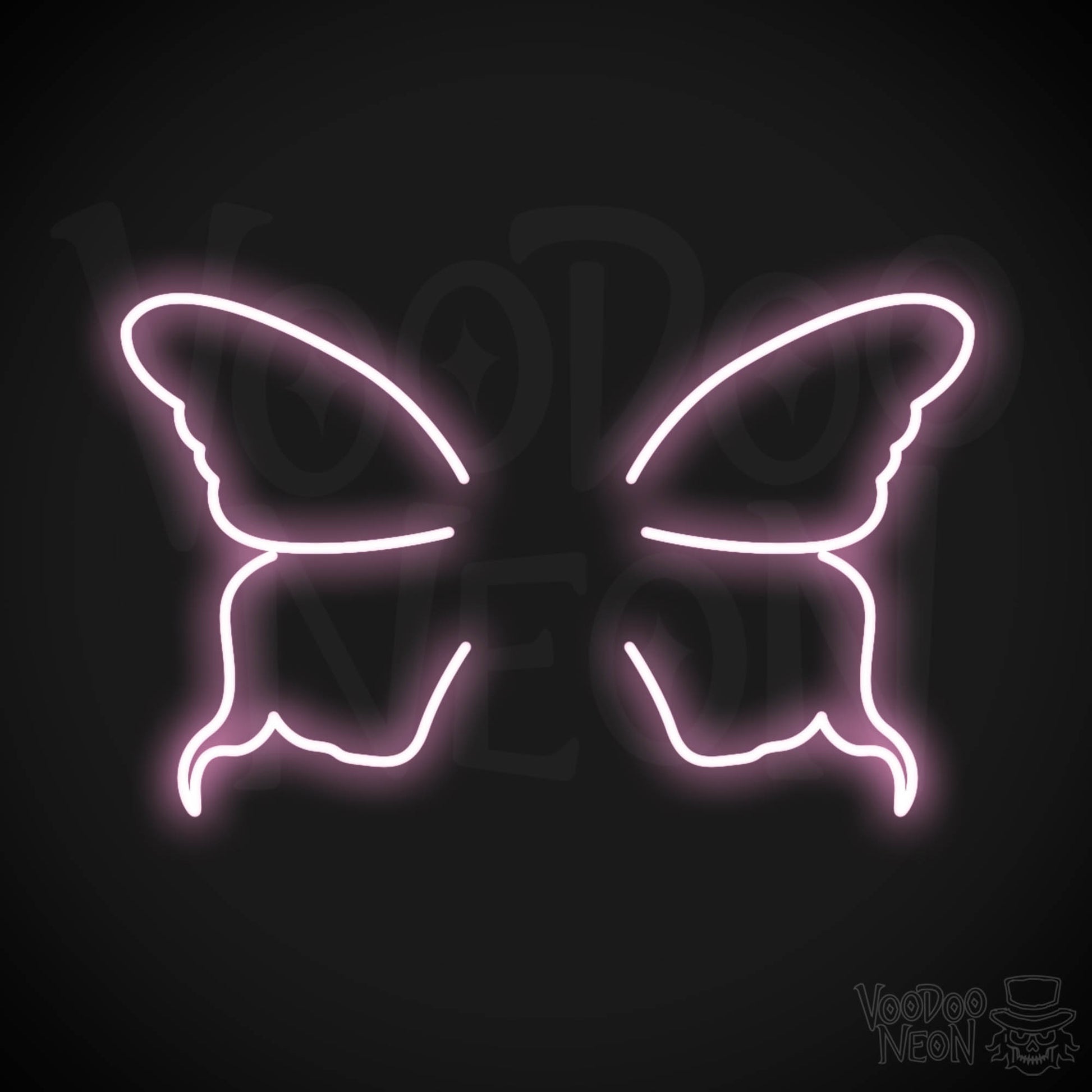 Butterfly Wings Neon Sign - Neon Butterfly Wings Sign - LED Art Work - Color Light Pink