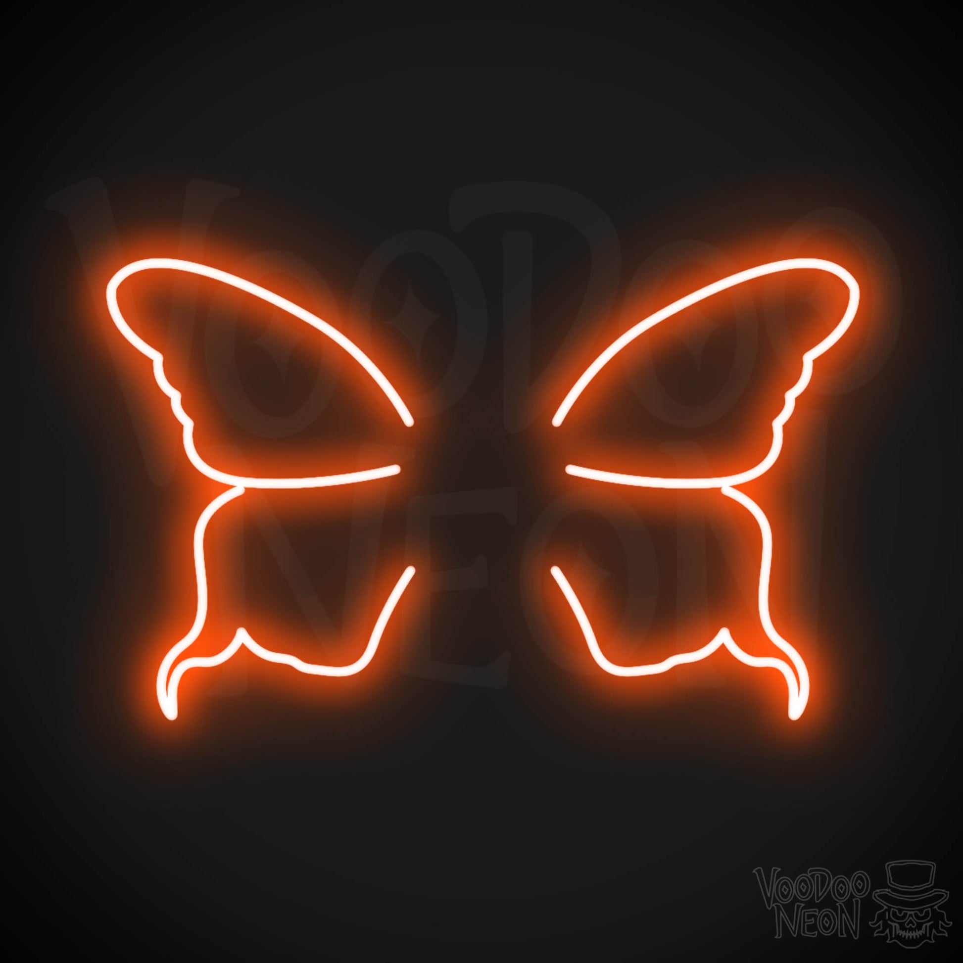 Butterfly Wings Neon Sign - Neon Butterfly Wings Sign - LED Art Work - Color Orange
