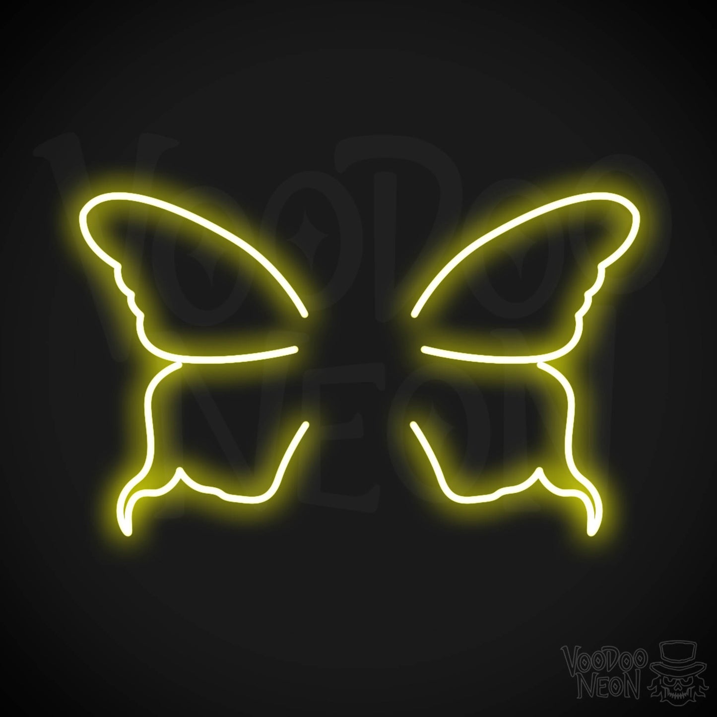 Butterfly Wings Neon Sign - Neon Butterfly Wings Sign - LED Art Work - Color Yellow