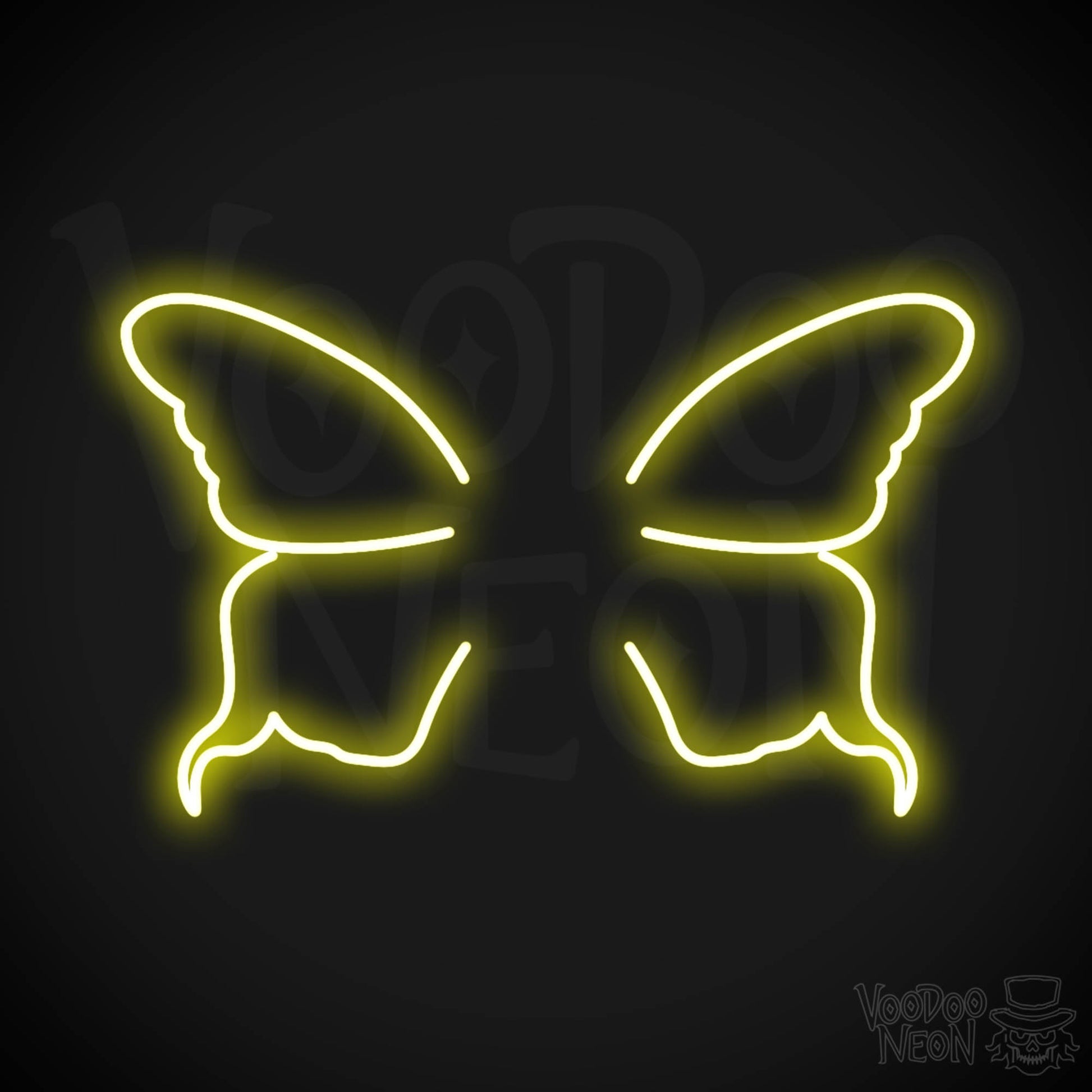 Butterfly Wings Neon Sign - Neon Butterfly Wings Sign - LED Art Work - Color Yellow