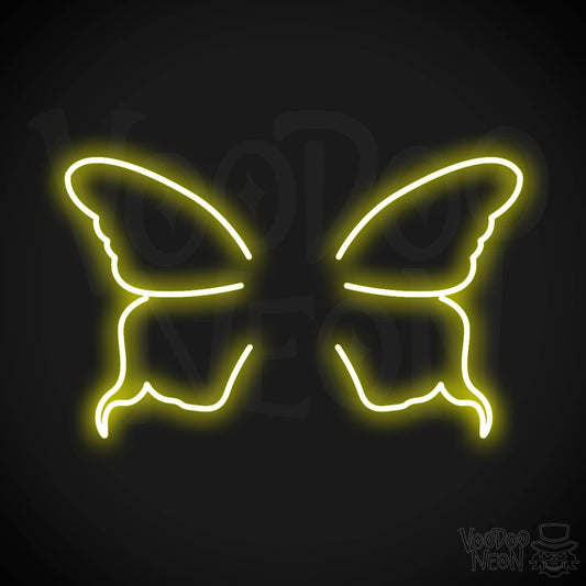 Butterfly Wings Neon Sign - Neon Butterfly Wings Sign - LED Art Work - Color Yellow