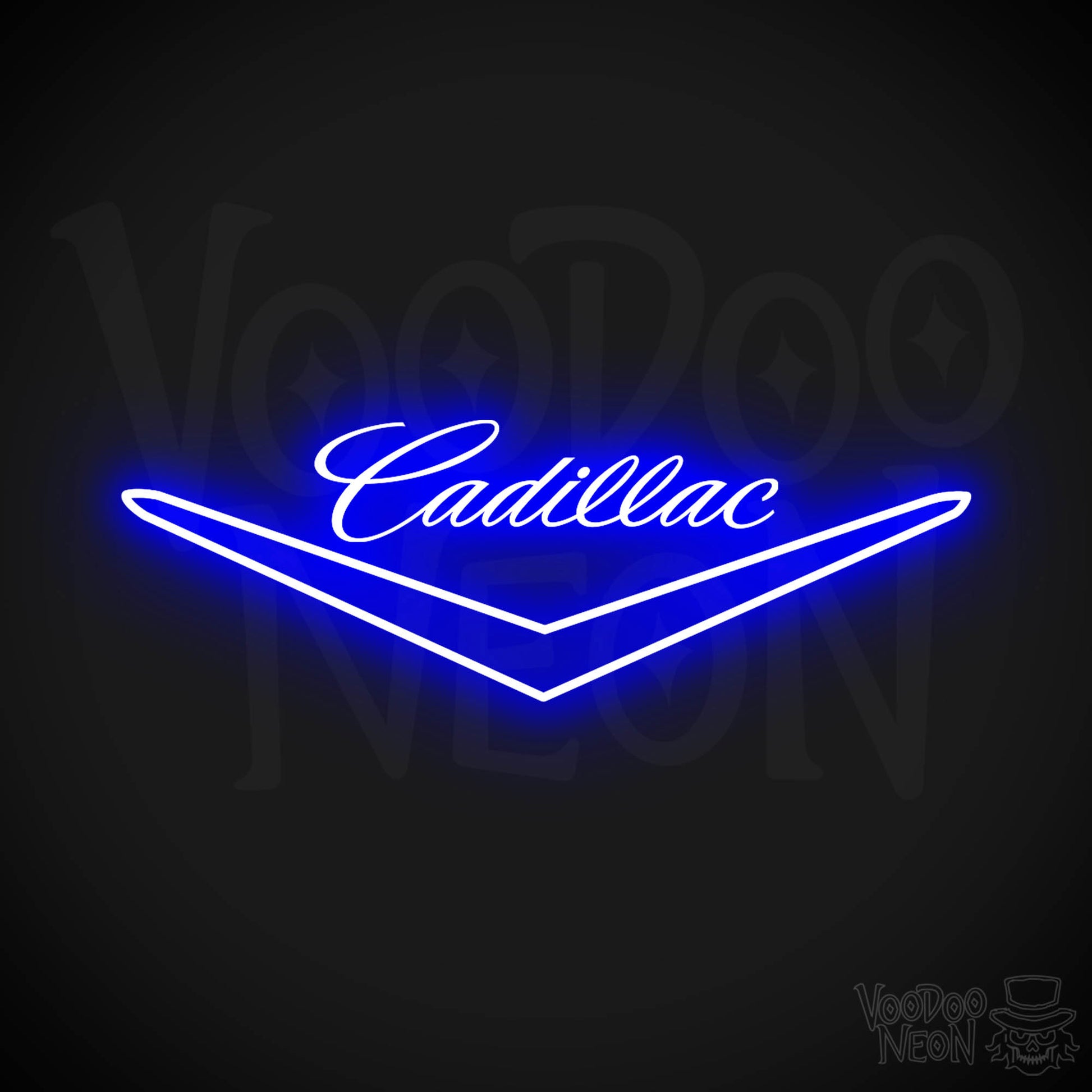 Cadillac Neon Sign - Neon Cadillac Sign - Cadillac Decor - Logo - Color Dark Blue