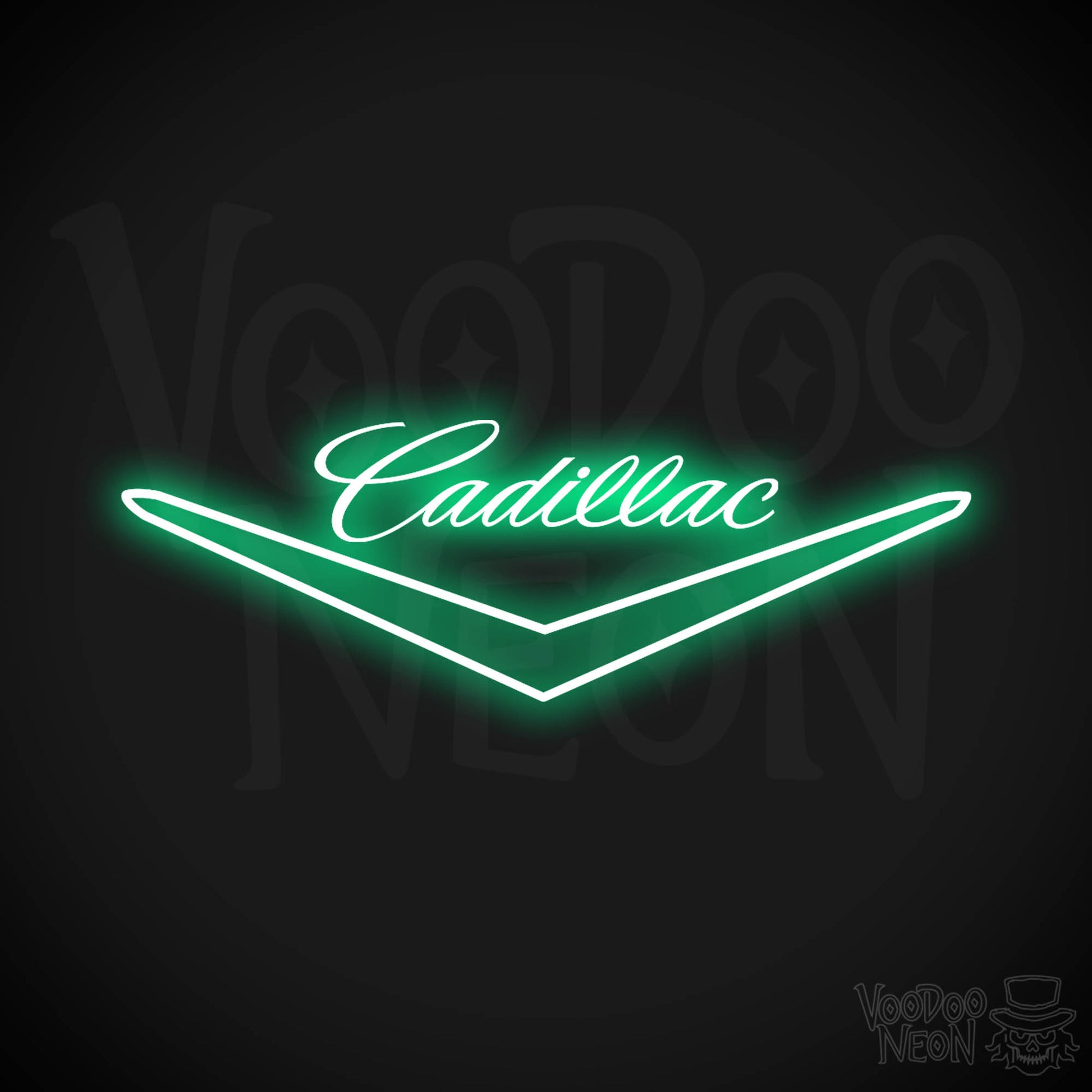Cadillac Neon Sign - Neon Cadillac Sign - Cadillac Decor - Logo - Color Green