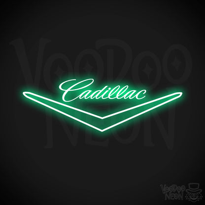 Cadillac Neon Sign - Neon Cadillac Sign - Cadillac Decor - Logo - Color Green