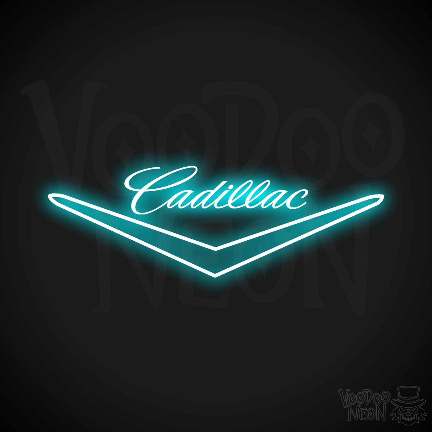 Cadillac Neon Sign - Neon Cadillac Sign - Cadillac Decor - Logo - Color Ice Blue