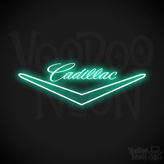 Cadillac Neon Sign - Neon Cadillac Sign - Cadillac Decor - Logo - Color Light Green