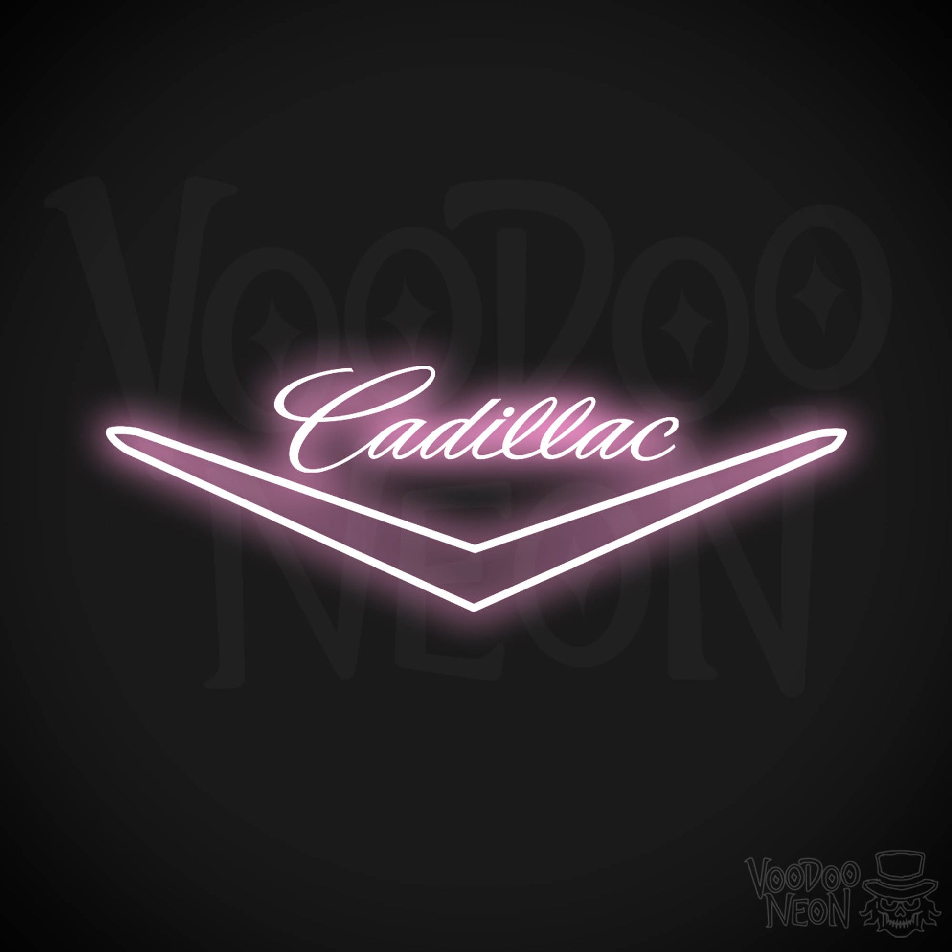 Cadillac Neon Sign - Neon Cadillac Sign - Cadillac Decor - Logo - Color Light Pink