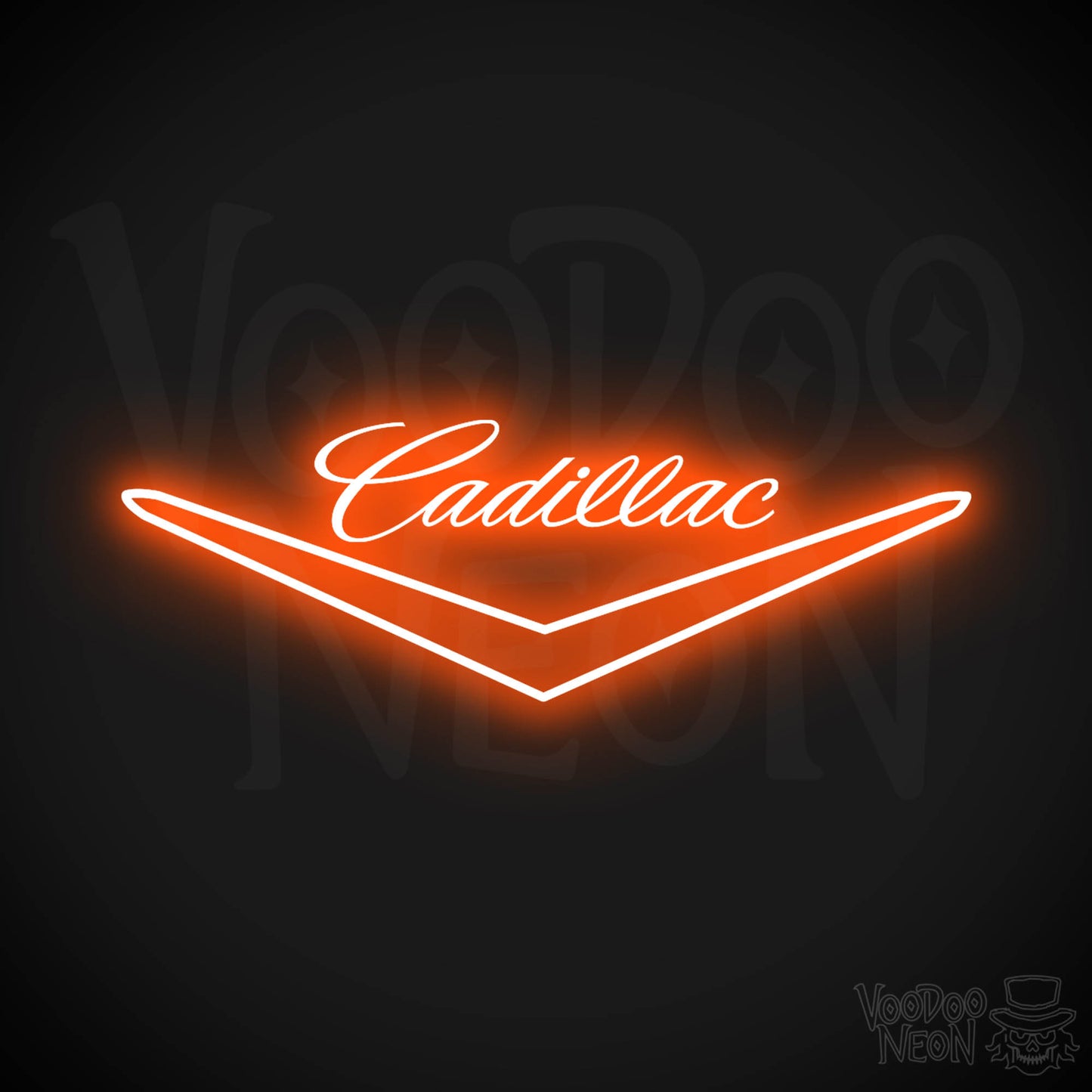 Cadillac Neon Sign - Neon Cadillac Sign - Cadillac Decor - Logo - Color Orange