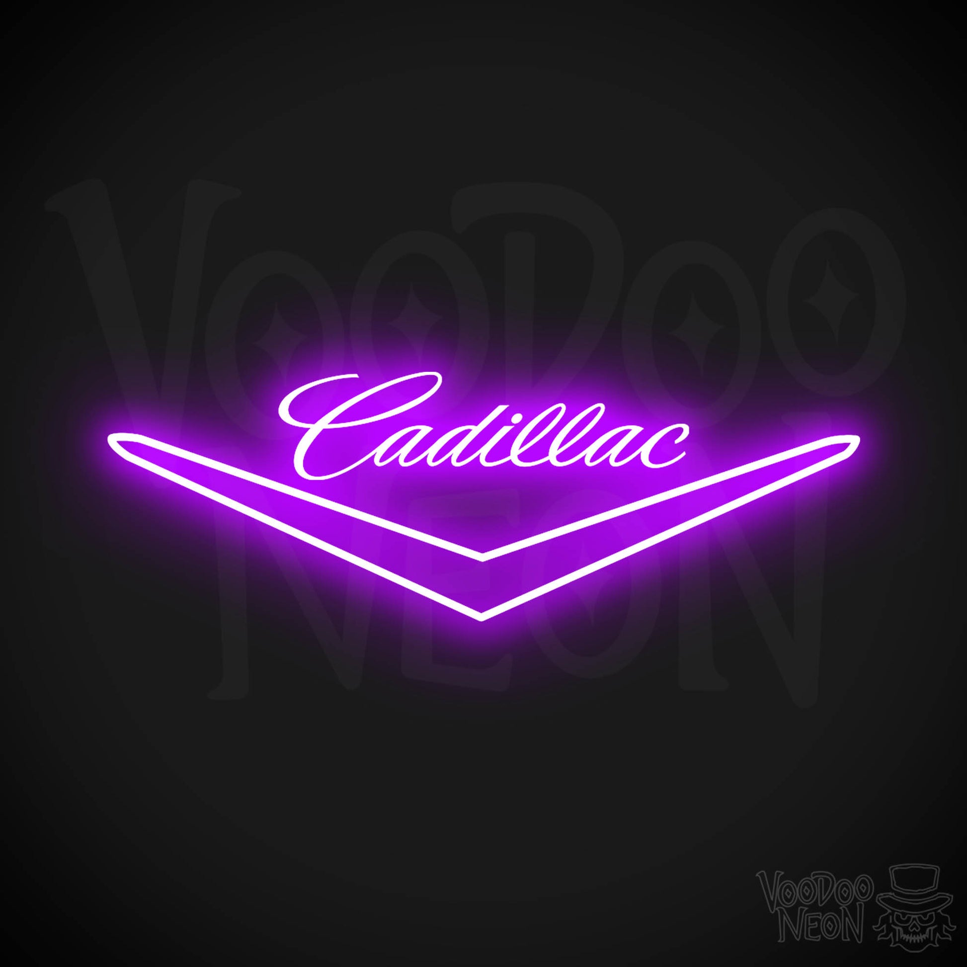 Cadillac Neon Sign - Neon Cadillac Sign - Cadillac Decor - Logo - Color Purple