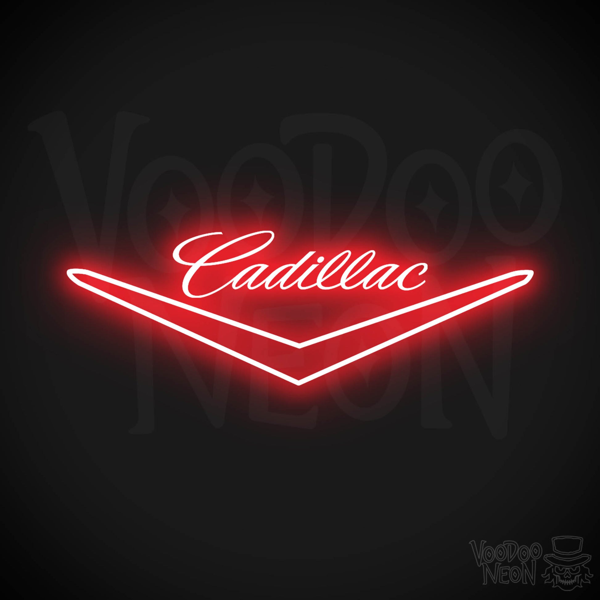 Cadillac Neon Sign - Neon Cadillac Sign - Cadillac Decor - Logo - Color Red