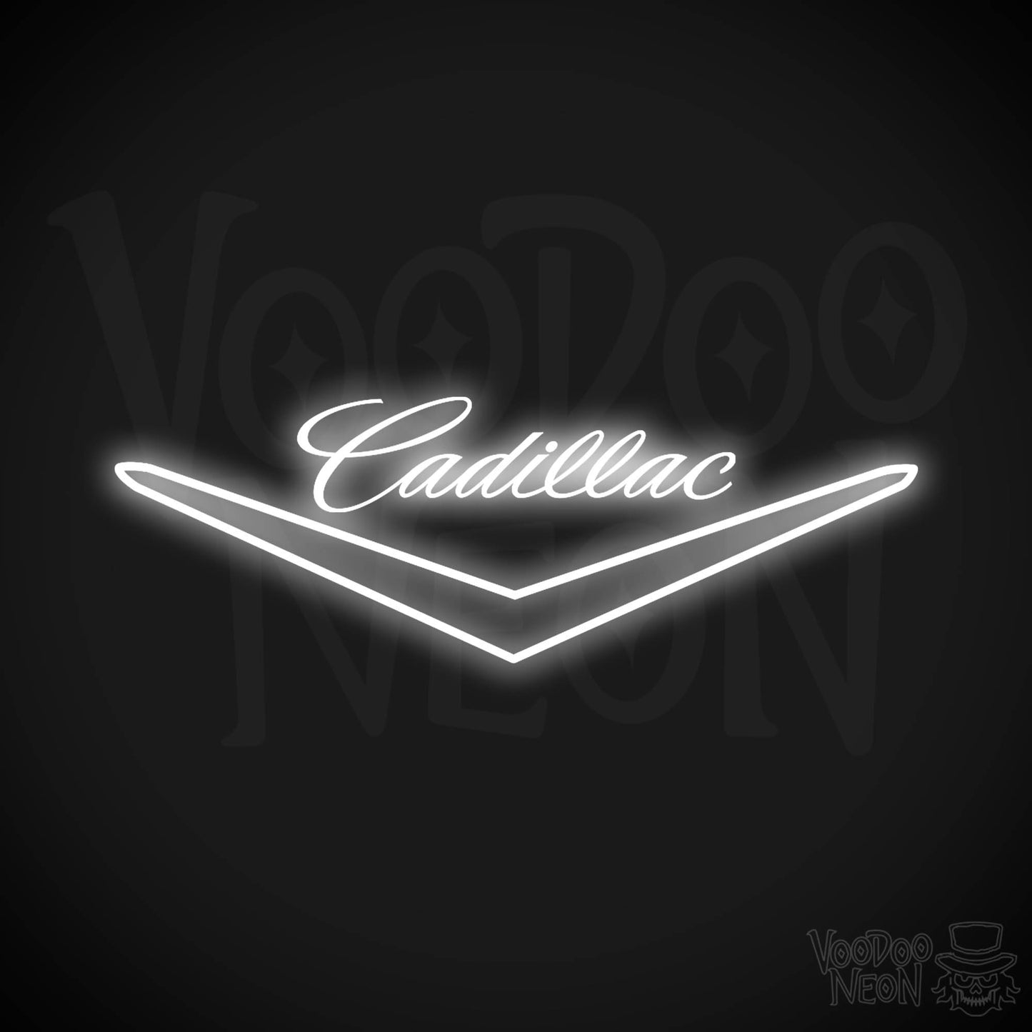 Cadillac Neon Sign - Neon Cadillac Sign - Cadillac Decor - Logo - Color White