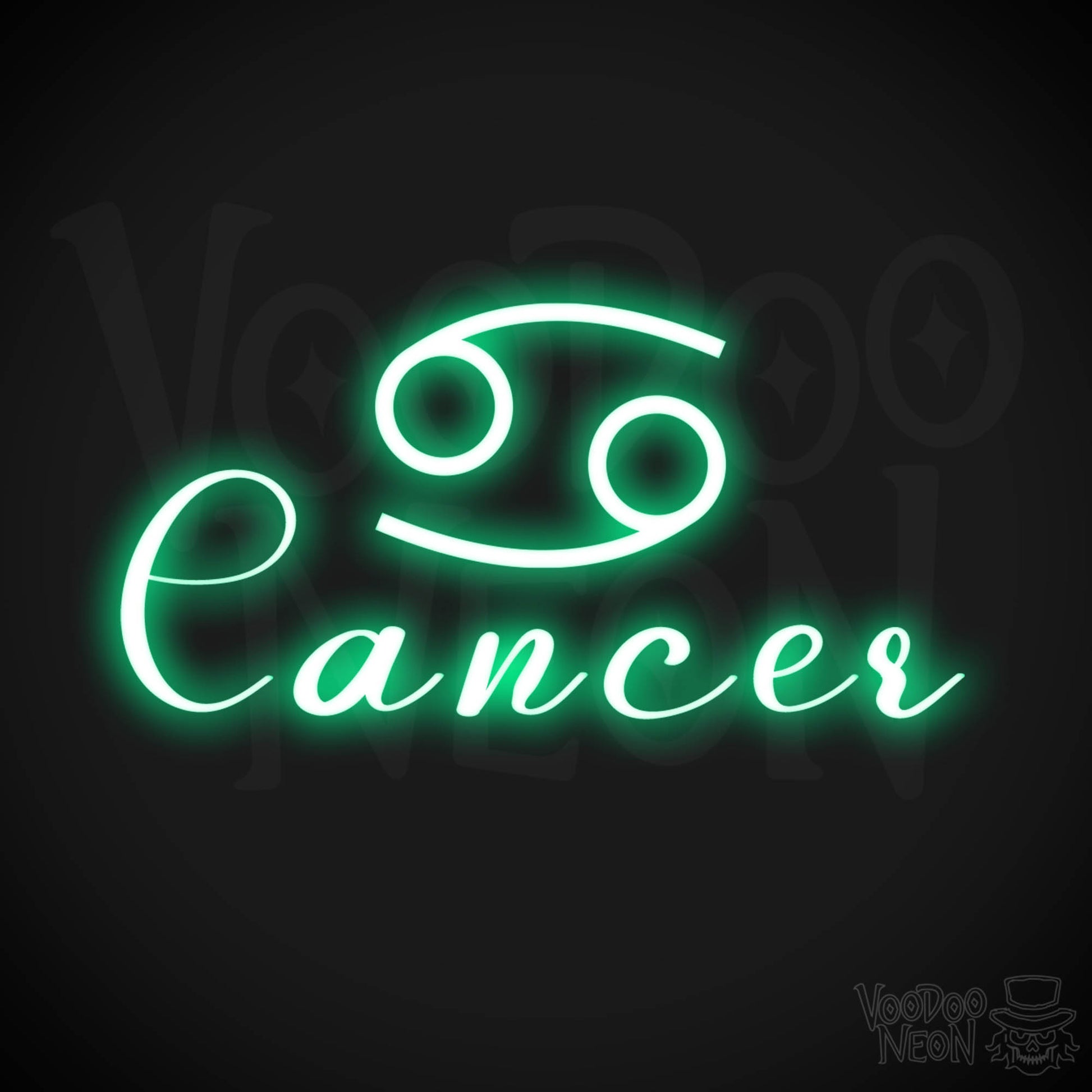 Cancer Neon Sign - Neon Cancer Sign - Cancer Symbol - Neon Wall Art - Color Green