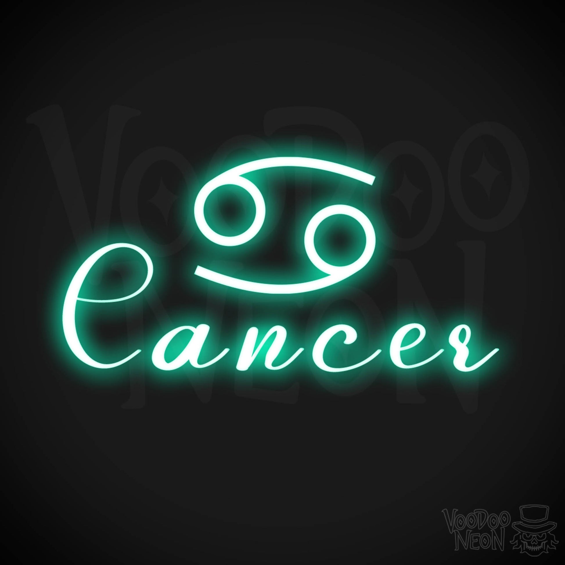 Cancer Neon Sign - Neon Cancer Sign - Cancer Symbol - Neon Wall Art - Color Light Green