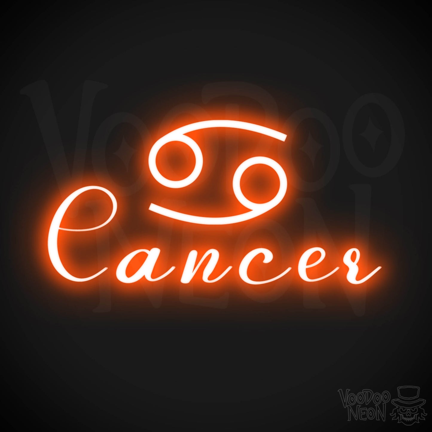 Cancer Neon Sign - Neon Cancer Sign - Cancer Symbol - Neon Wall Art - Color Orange