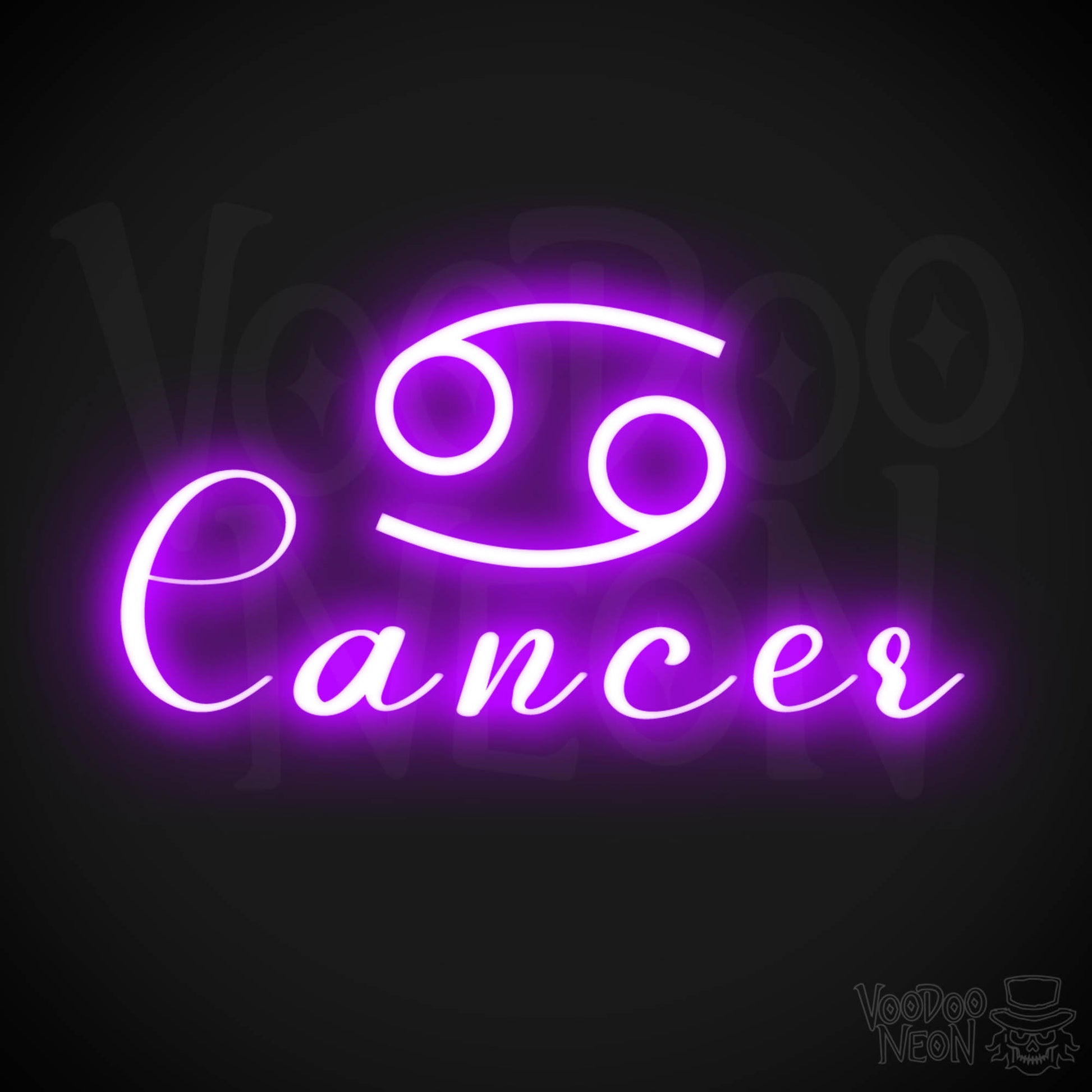 Cancer Neon Sign - Neon Cancer Sign - Cancer Symbol - Neon Wall Art - Color Purple