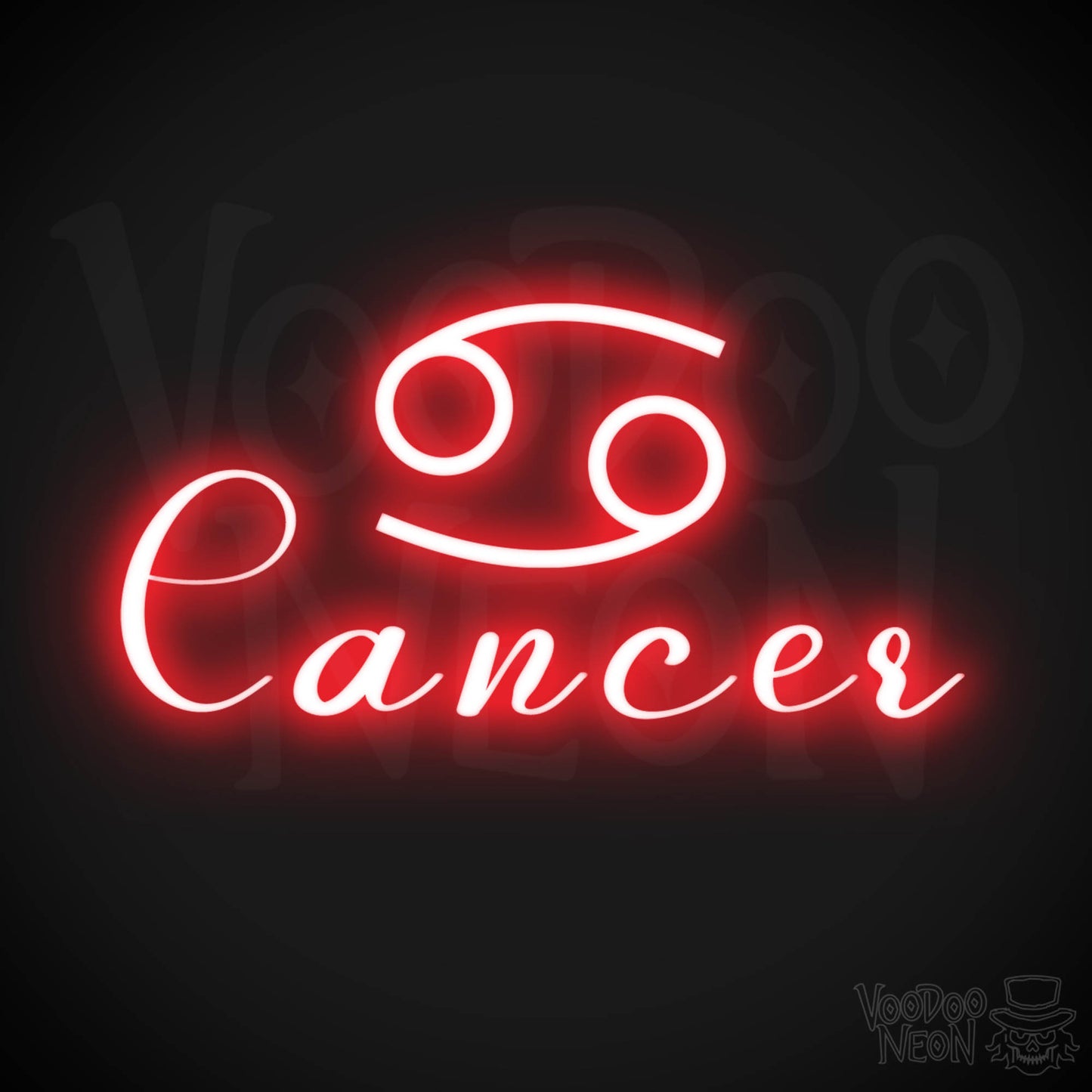 Cancer Neon Sign - Neon Cancer Sign - Cancer Symbol - Neon Wall Art - Color Red