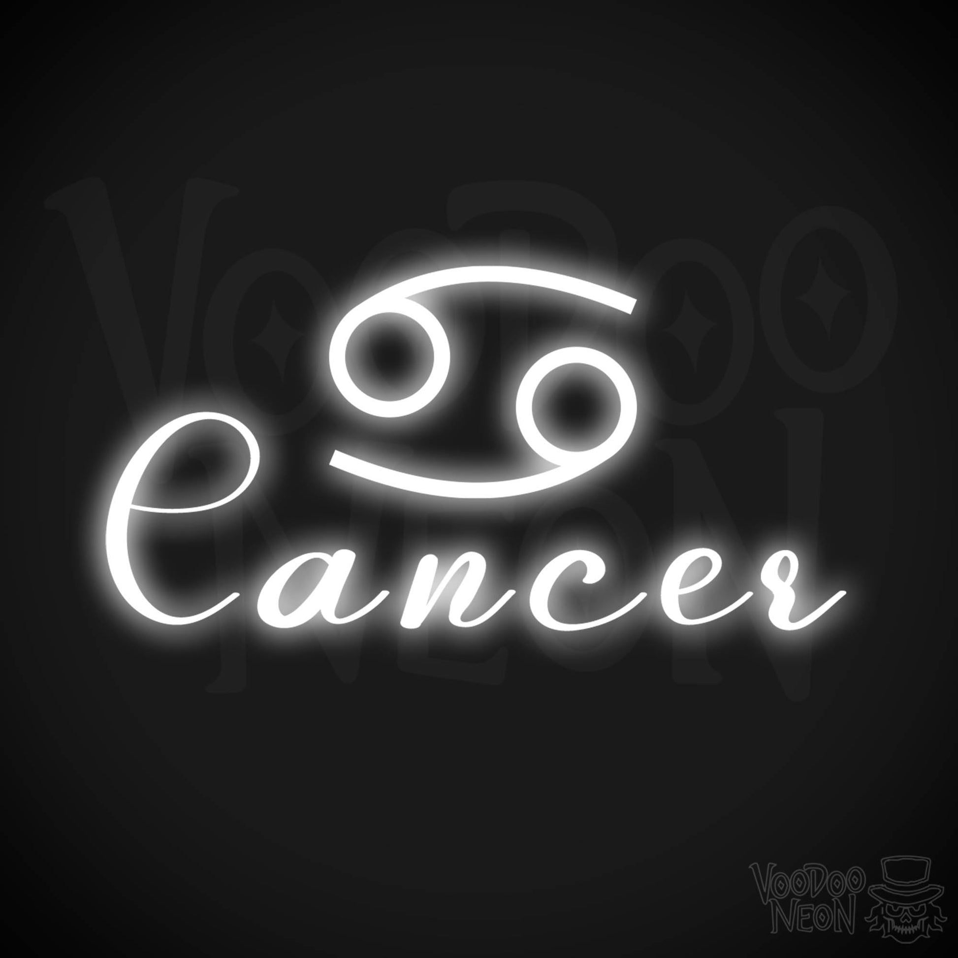 Cancer Neon Sign - Neon Cancer Sign - Cancer Symbol - Neon Wall Art - Color White