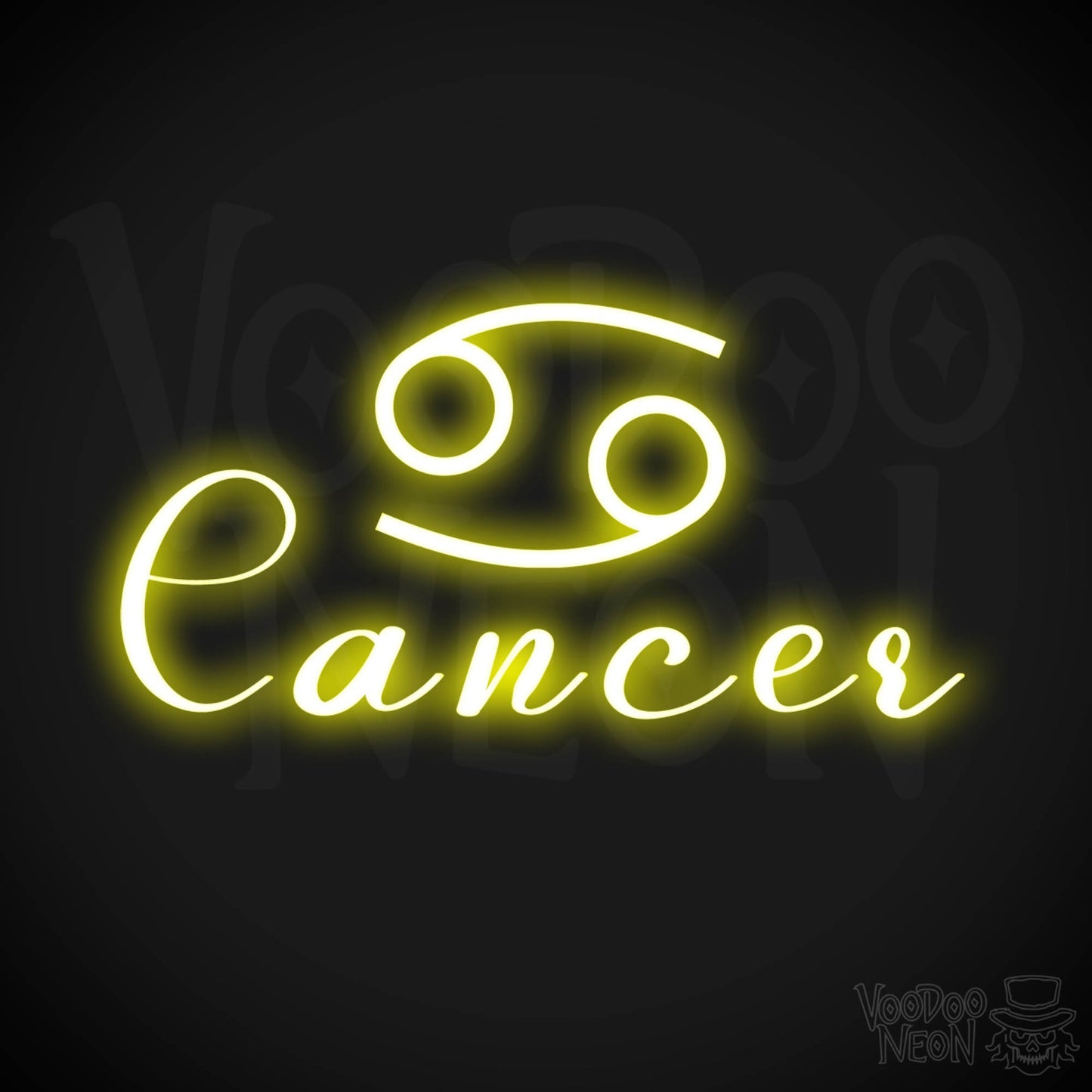 Cancer Neon Sign - Neon Cancer Sign - Cancer Symbol - Neon Wall Art - Color Yellow