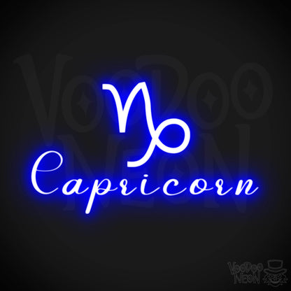 Capricorn Neon Sign - Neon Capricorn Sign - Capricorn Symbol - Neon Wall Art - Color Dark Blue