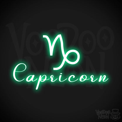 Capricorn Neon Sign - Neon Capricorn Sign - Capricorn Symbol - Neon Wall Art - Color Green