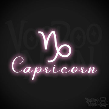 Capricorn Neon Sign - Neon Capricorn Sign - Capricorn Symbol - Neon Wall Art - Color Light Pink