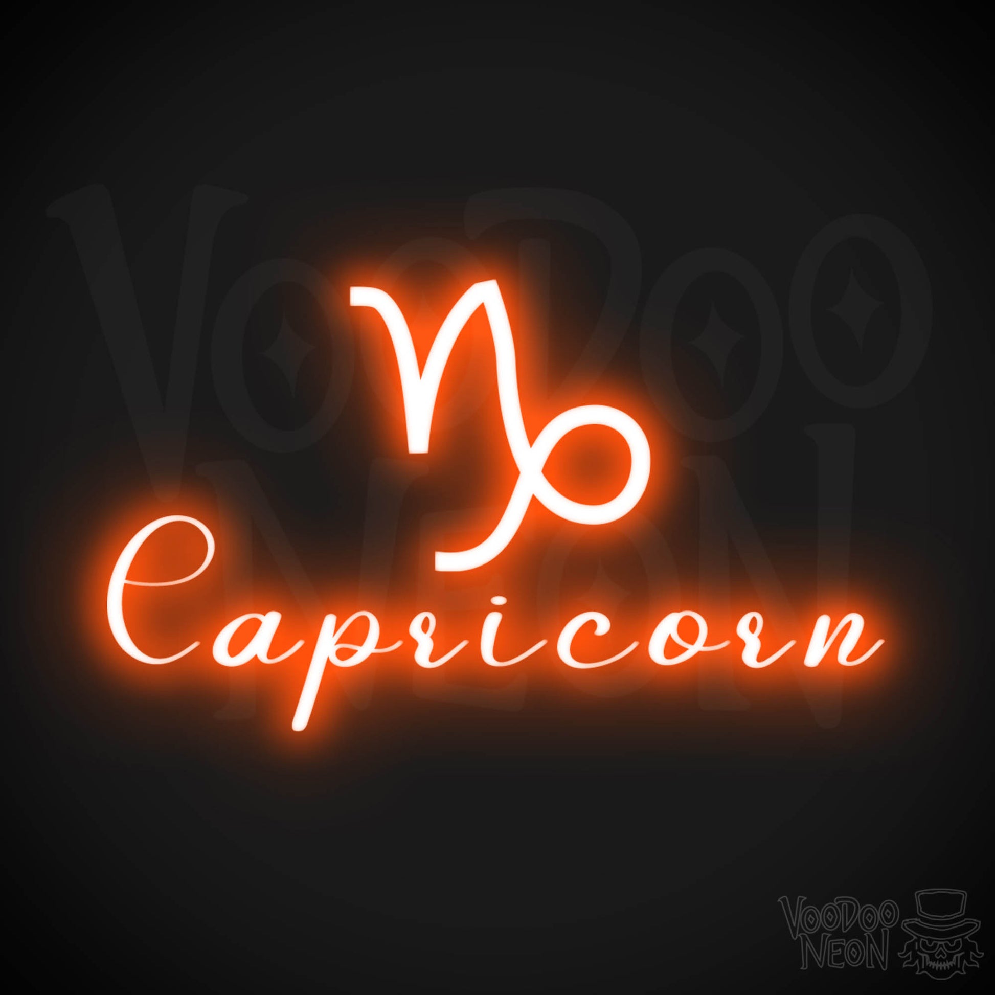 Capricorn Neon Sign - Neon Capricorn Sign - Capricorn Symbol - Neon Wall Art - Color Orange