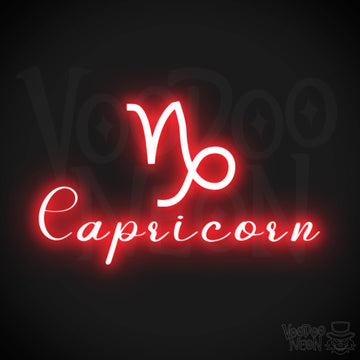 Capricorn Neon Sign - Neon Capricorn Sign - Capricorn Symbol - Neon Wall Art - Color Red