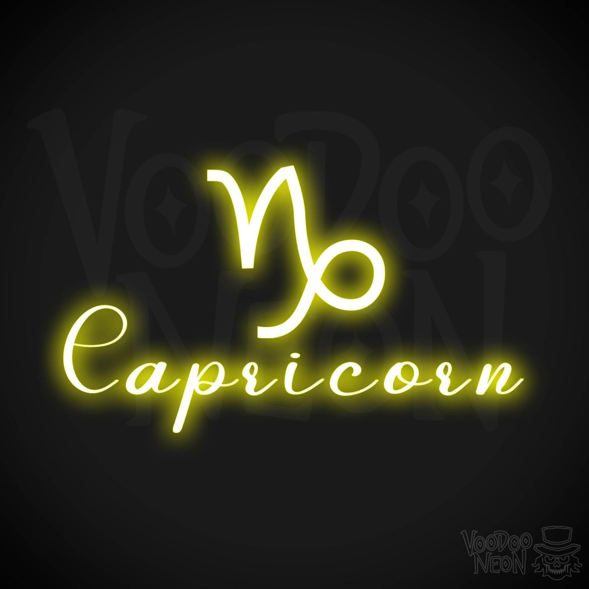 Capricorn Neon Sign - Neon Capricorn Sign - Capricorn Symbol - Neon Wall Art - Color Yellow