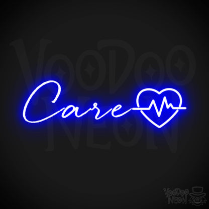 Care Neon Sign - Neon Care Sign - Word Sign - Color Dark Blue