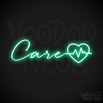 Care Neon Sign - Neon Care Sign - Word Sign - Color Green