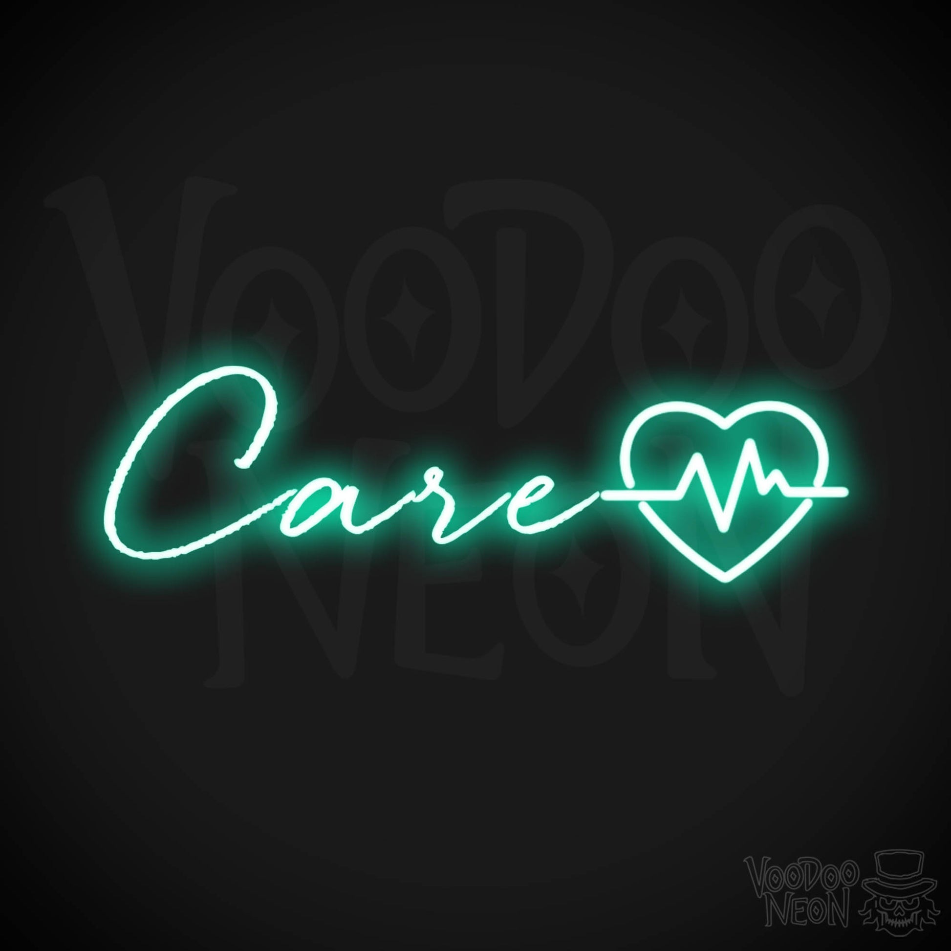Care Neon Sign - Neon Care Sign - Word Sign - Color Light Green