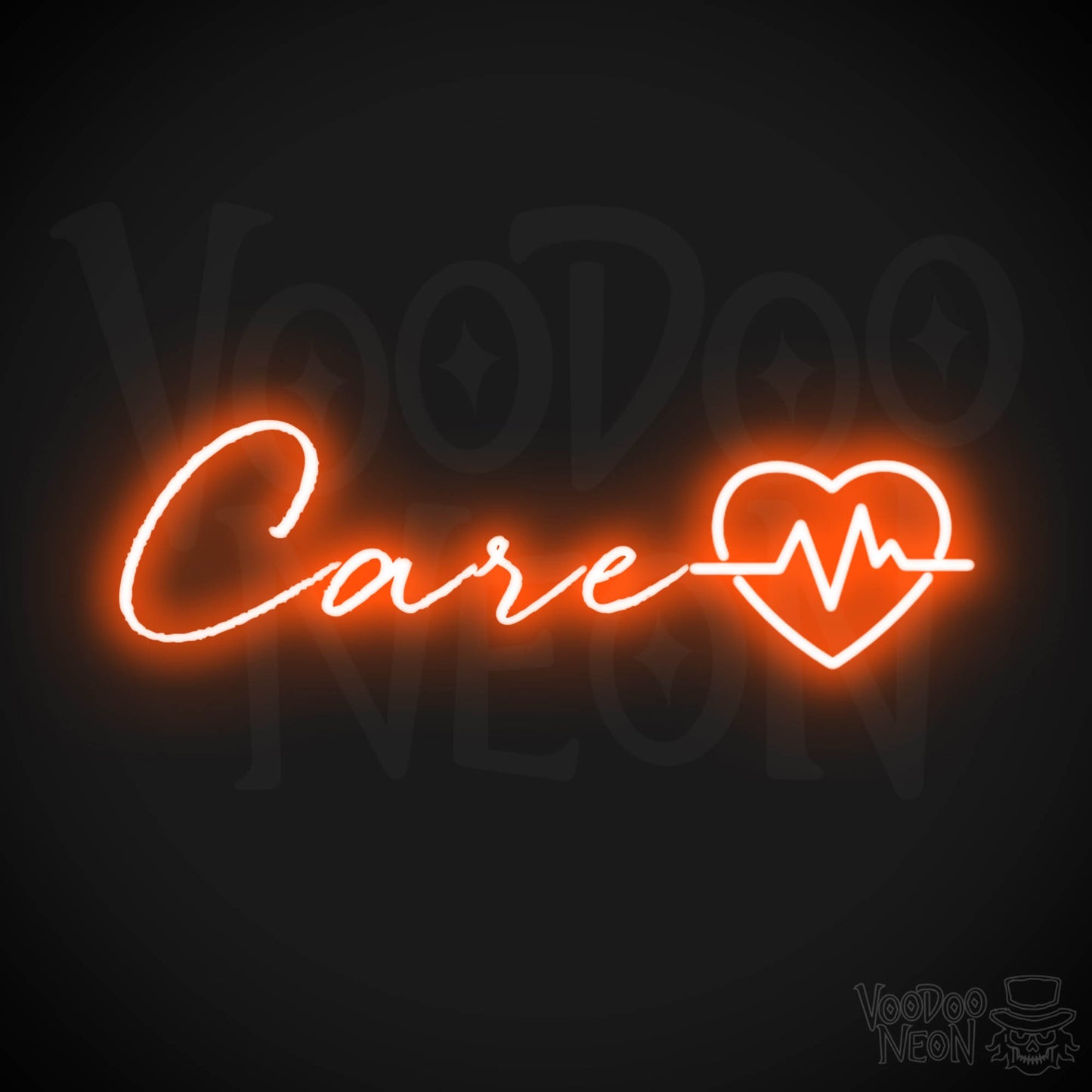 Care Neon Sign - Neon Care Sign - Word Sign - Color Orange