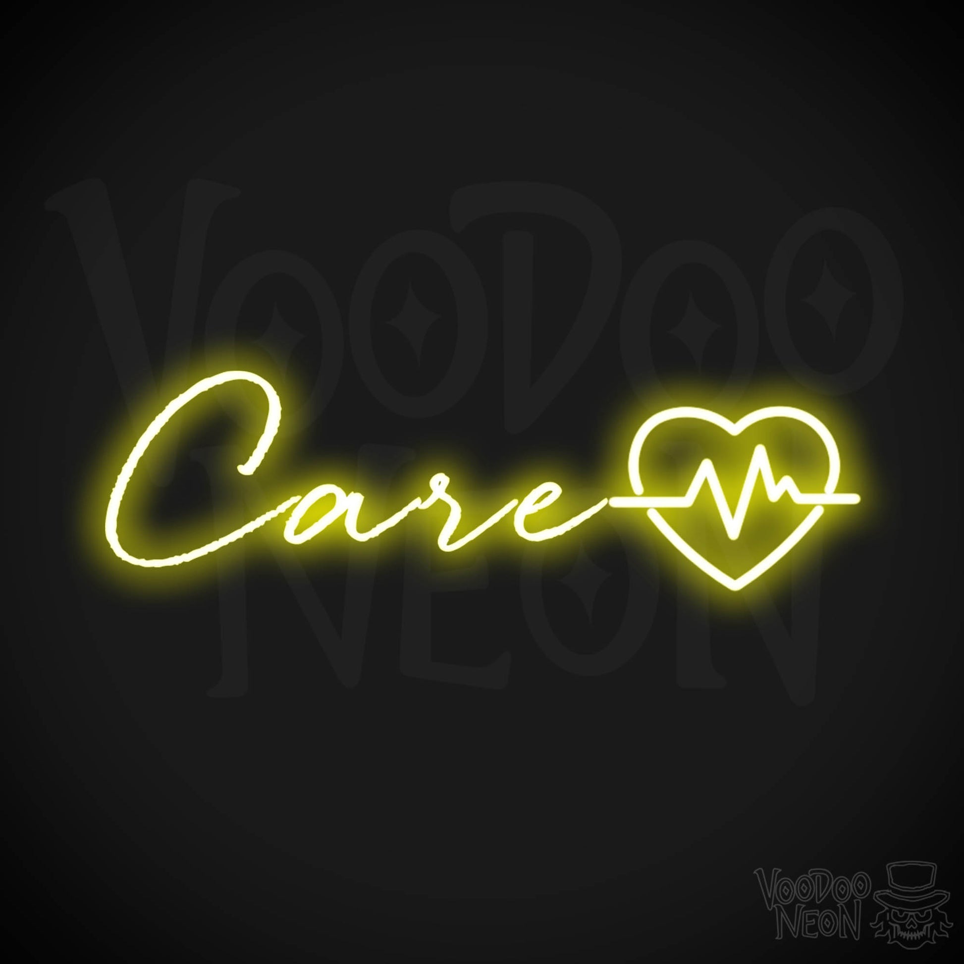 Care Neon Sign - Neon Care Sign - Word Sign - Color Yellow