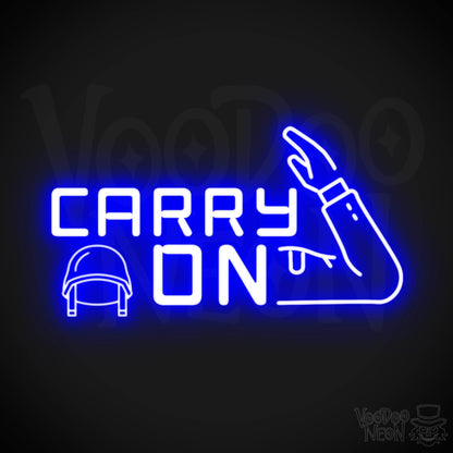 Carry On Neon Sign - Neon Carry On Sign - LED Wall Art - Color Dark Blue