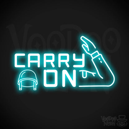 Carry On Neon Sign - Neon Carry On Sign - LED Wall Art - Color Ice Blue