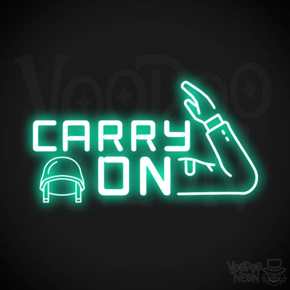 Carry On Neon Sign - Neon Carry On Sign - LED Wall Art - Color Light Green