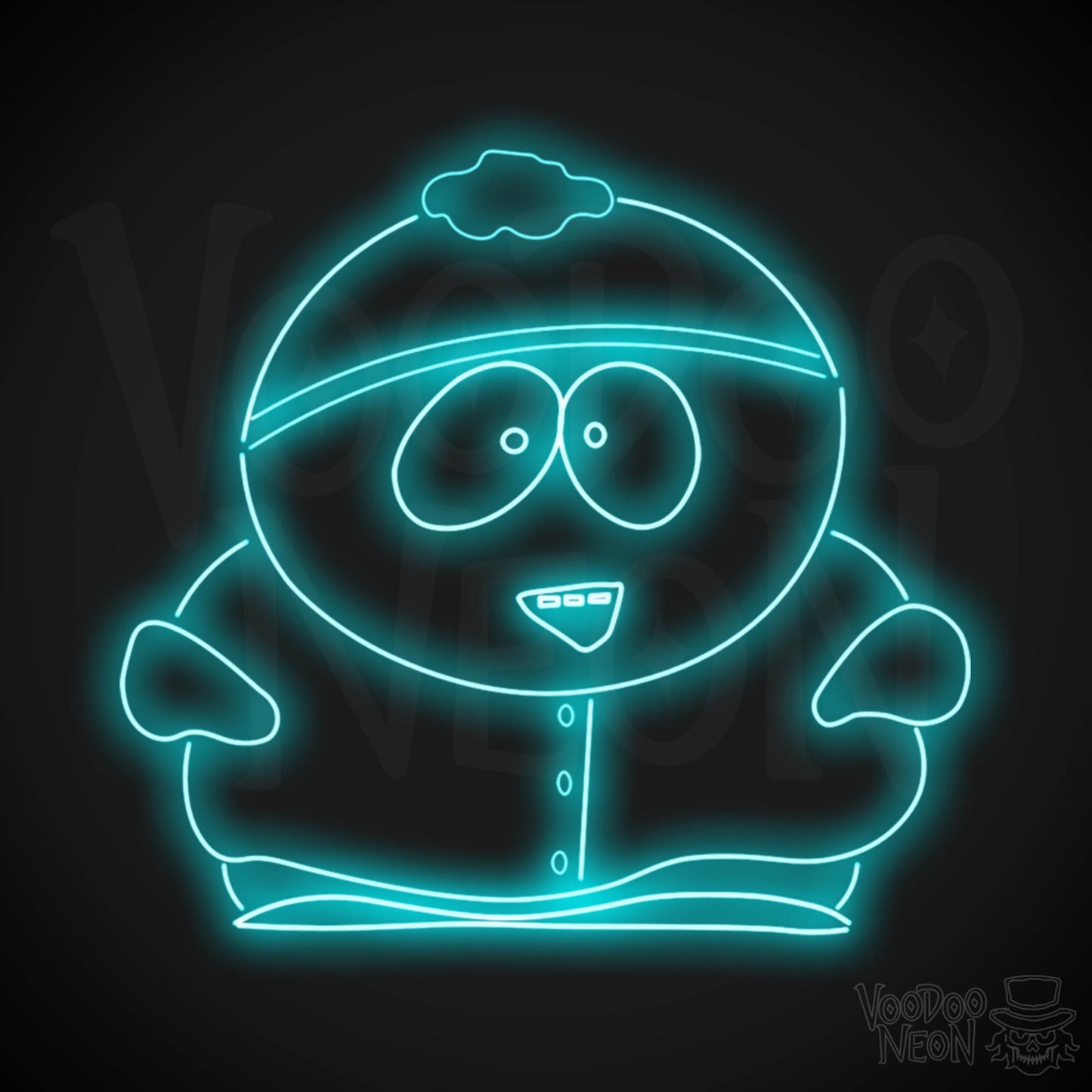 Neon Cartman Wall Art - Cartman Neon Sign - South Park LED Sign - Cartman Neon Wall Art - Color Ice Blue