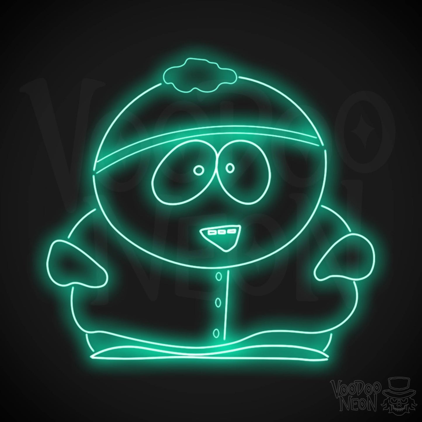 Neon Cartman Wall Art - Cartman Neon Sign - South Park LED Sign - Cartman Neon Wall Art - Color Light Green