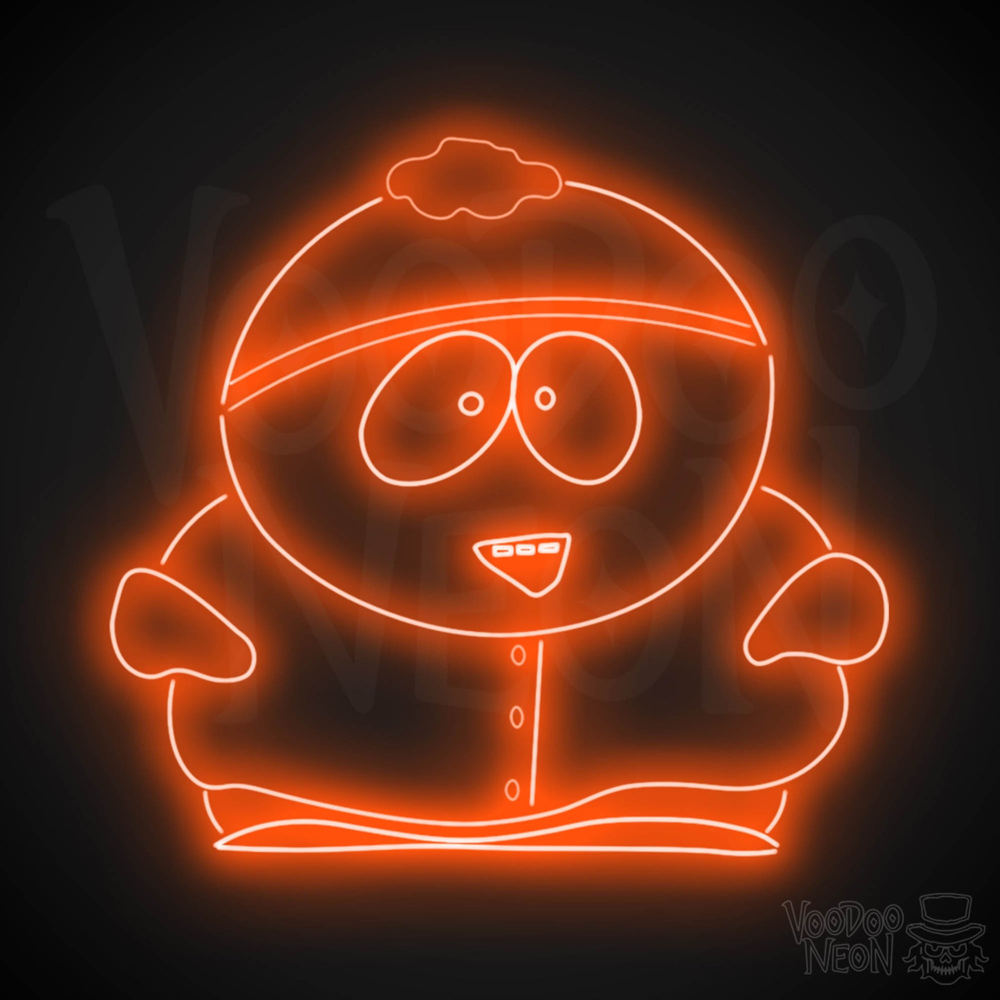 Neon Cartman Wall Art - Cartman Neon Sign - South Park LED Sign - Cartman Neon Wall Art - Color Orange