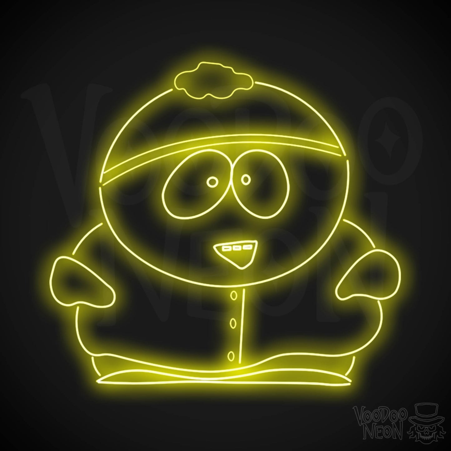 Neon Cartman Wall Art - Cartman Neon Sign - South Park LED Sign - Cartman Neon Wall Art - Color Yellow