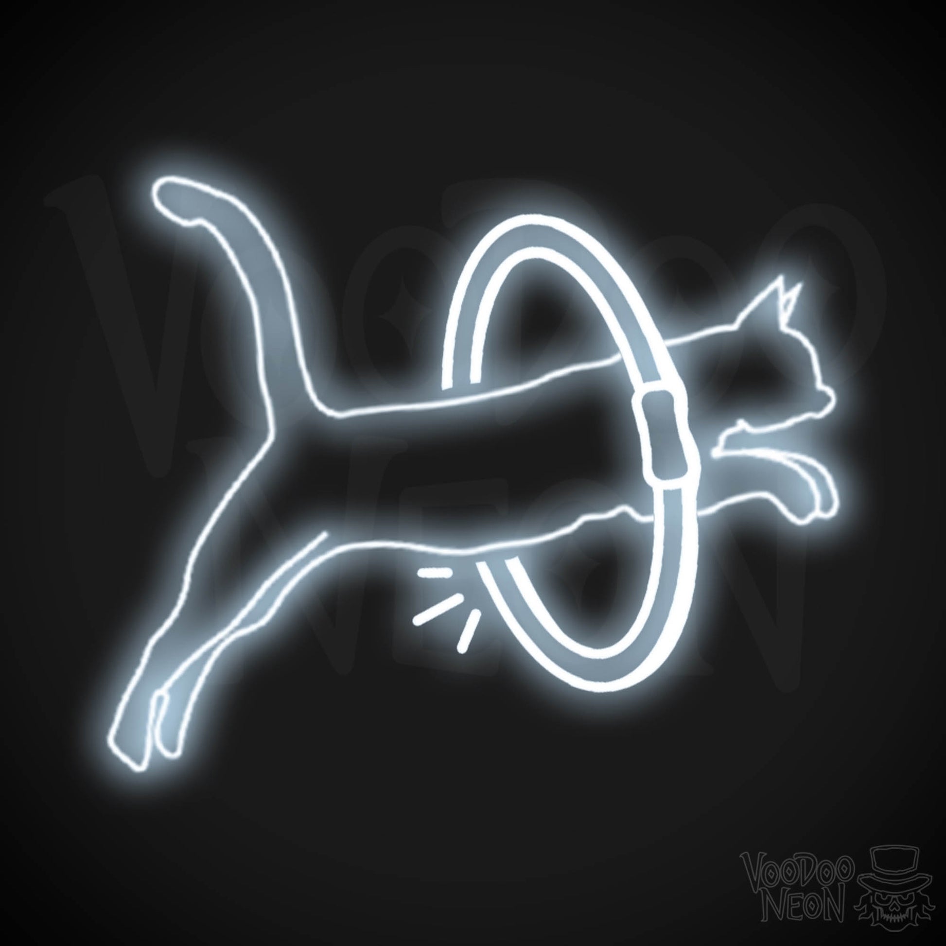 Neon Cat Jumping Wall Art - Jumping Cat Neon Sign - Cat Neon Wall Art - Color Cool White