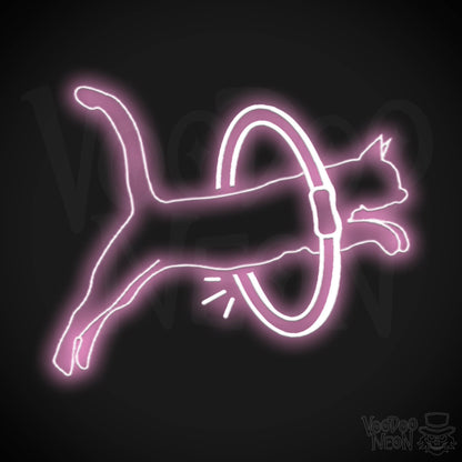 Neon Cat Jumping Wall Art - Jumping Cat Neon Sign - Cat Neon Wall Art - Color Light Pink