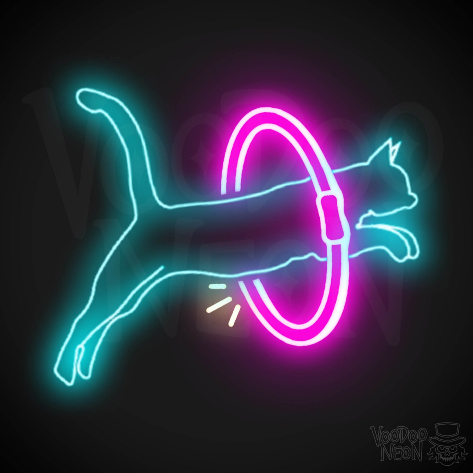 Neon Cat Jumping Wall Art - Jumping Cat Neon Sign - Cat Neon Wall Art - Color Multi-Color