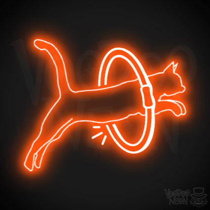Neon Cat Jumping Wall Art - Jumping Cat Neon Sign - Cat Neon Wall Art - Color Orange