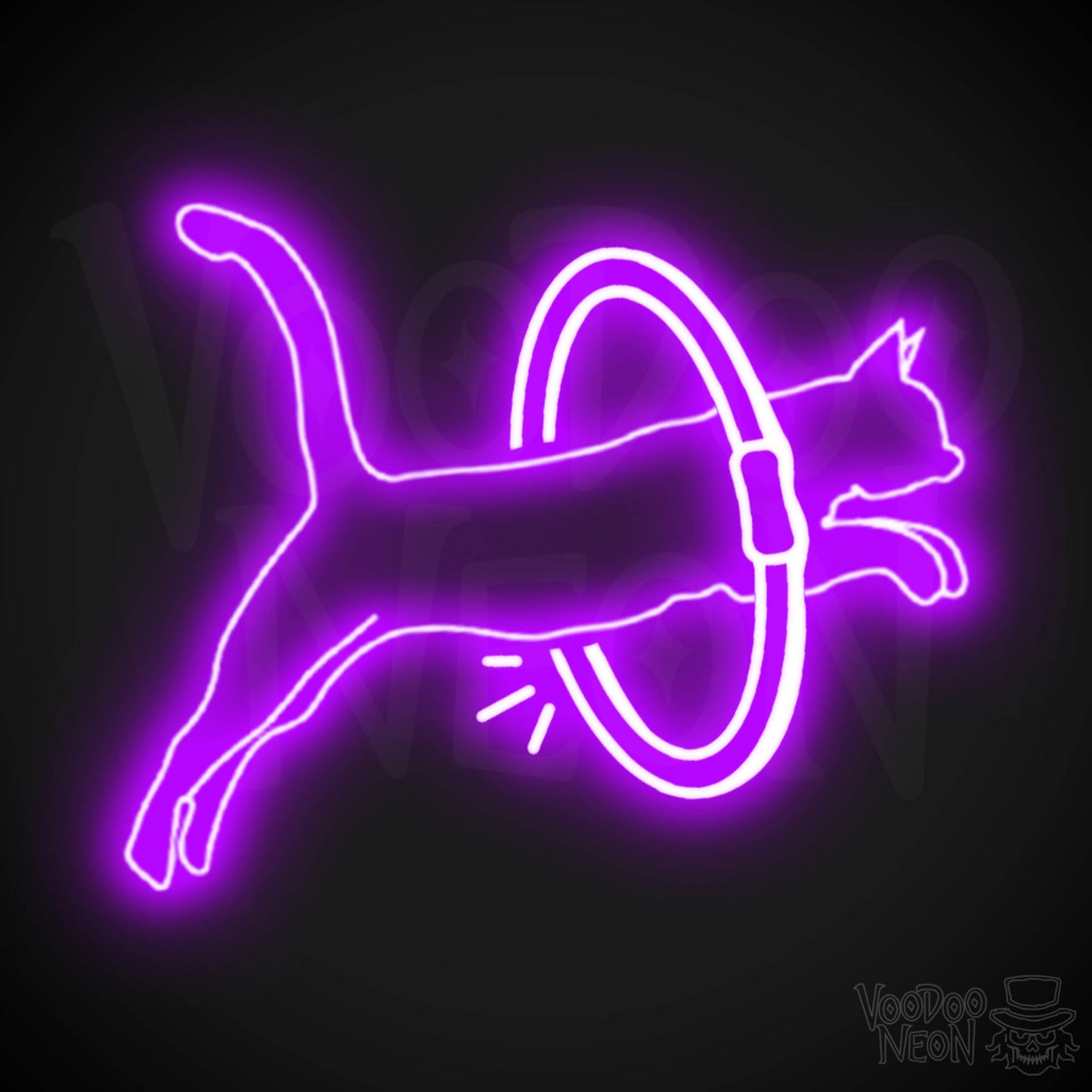 Neon Cat Jumping Wall Art - Jumping Cat Neon Sign - Cat Neon Wall Art - Color Purple