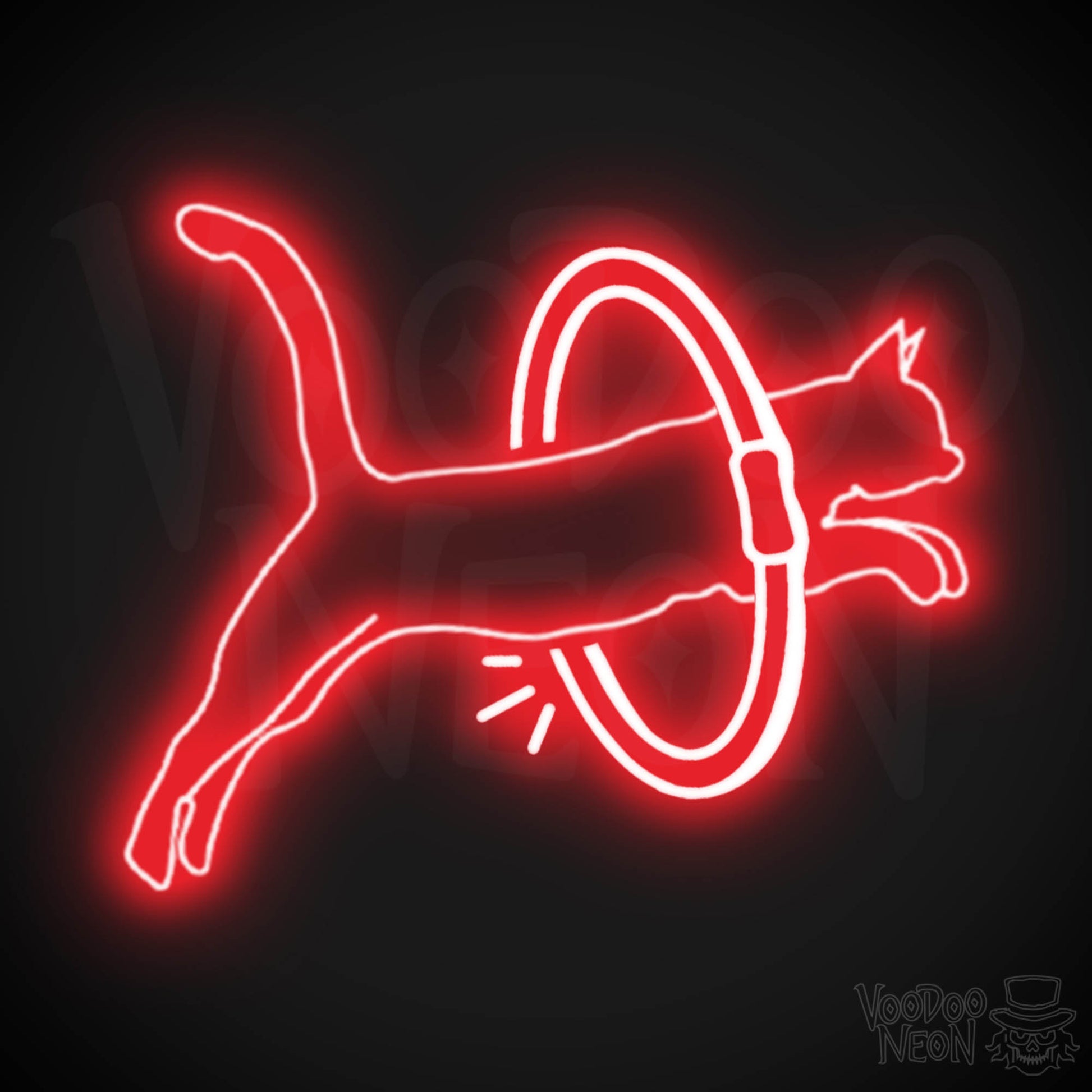 Neon Cat Jumping Wall Art - Jumping Cat Neon Sign - Cat Neon Wall Art - Color Red