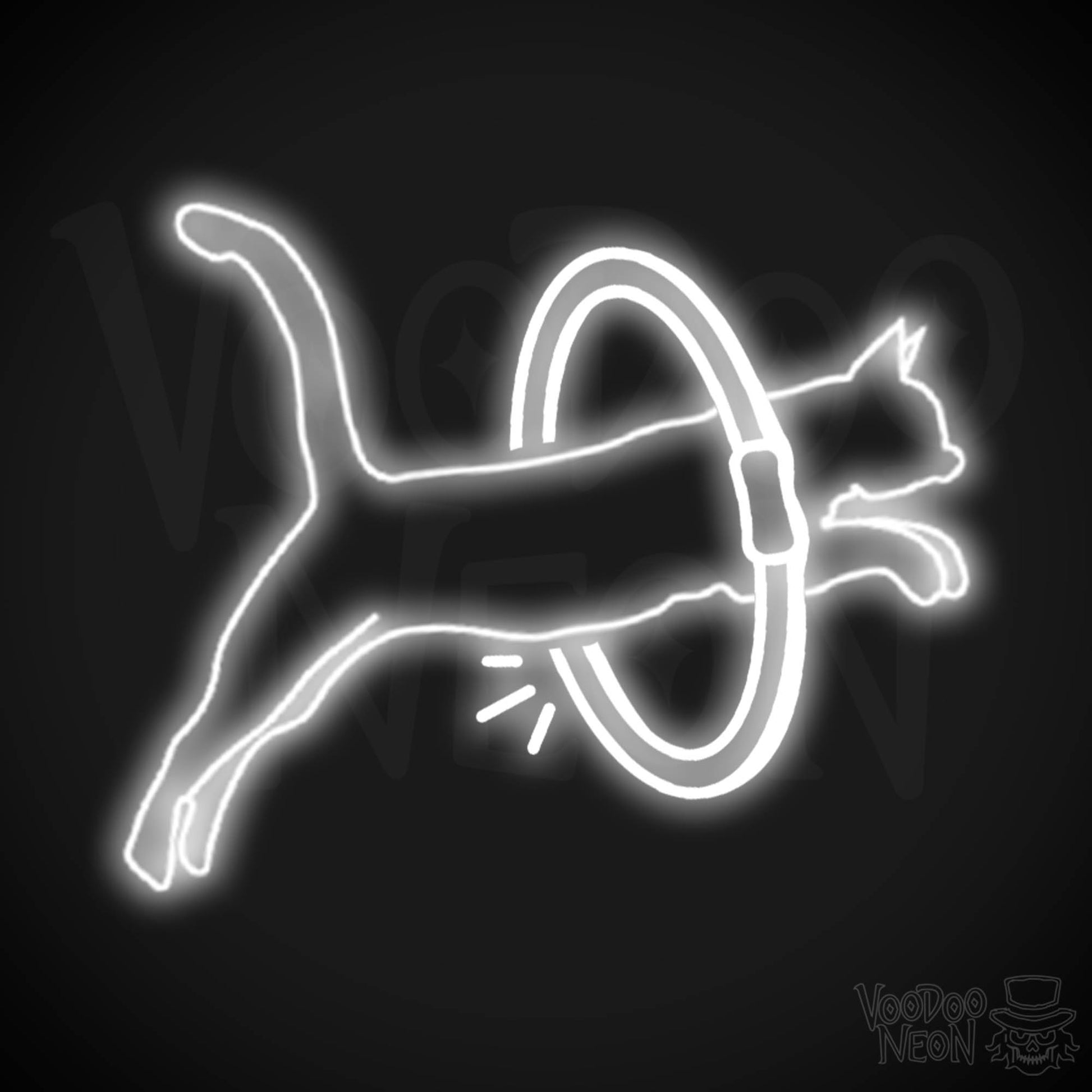 Neon Cat Jumping Wall Art - Jumping Cat Neon Sign - Cat Neon Wall Art - Color White