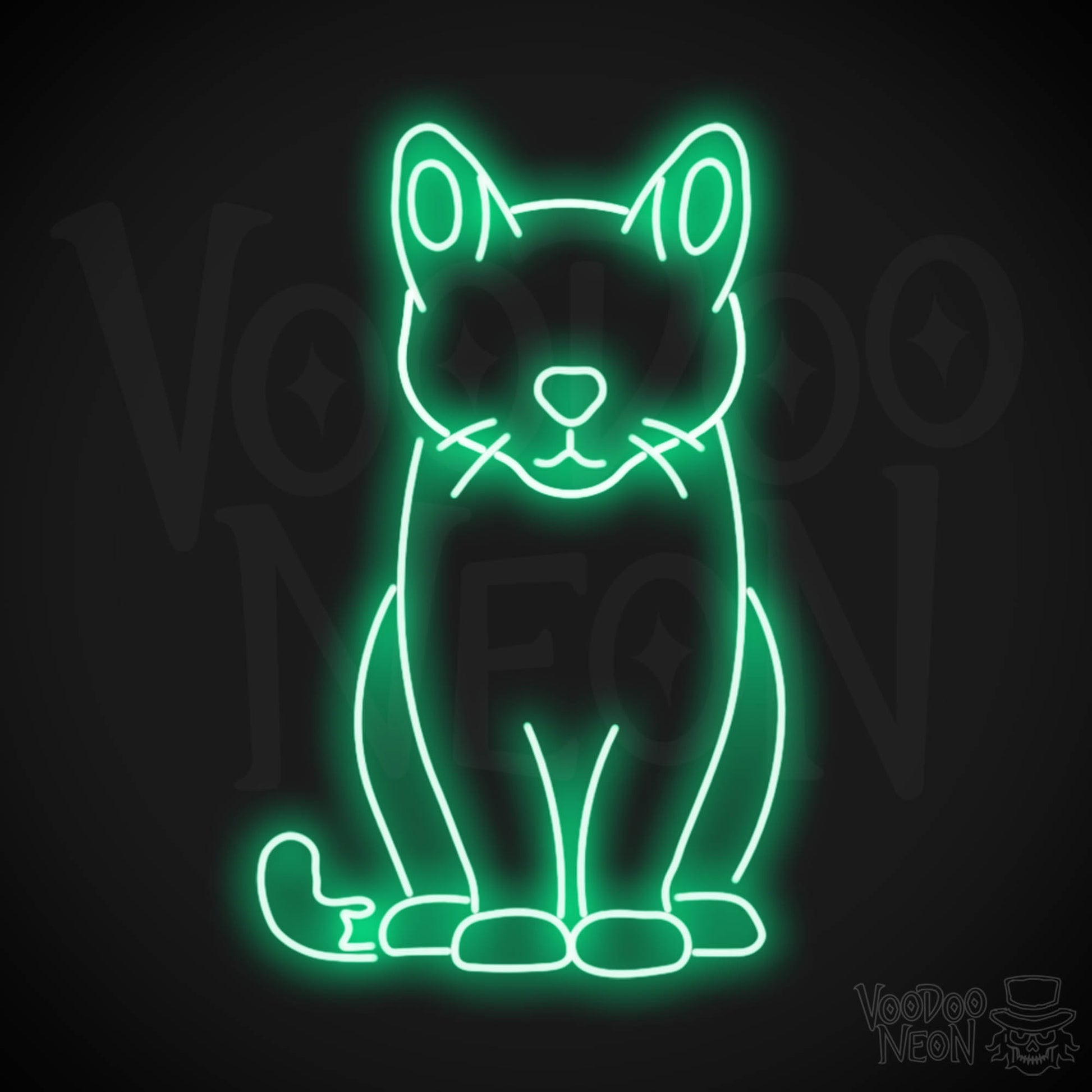 Cat Neon Sign - Neon Cat Sign - LED Wall Art - Color Green